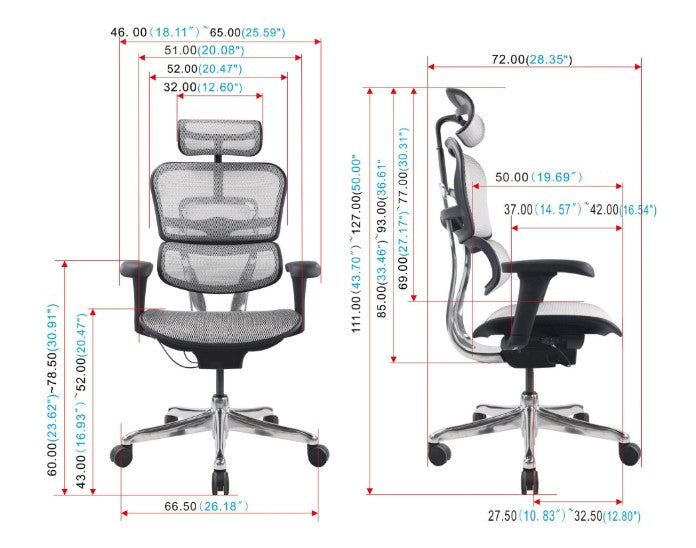 Ergohuman Pro – שרטוט מידות