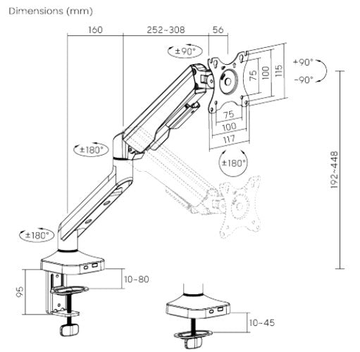 זרוע שולחנית למסך 17"-40" Lumi LDT94-C012 – תמונה 8