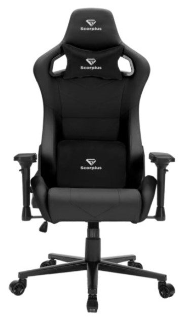 כיסא גיימינג Scorpius Deluxe Pro שחור מלפנים
