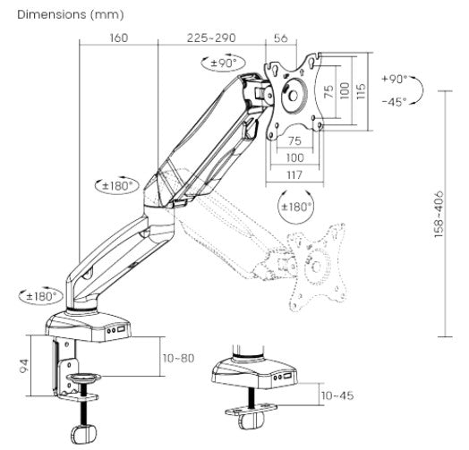 זרוע שולחנית למסך 17"-32" Lumi LDT13-C012 – תמונה 8
