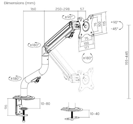 זרוע שולחנית למסך 17"-32" Lumi LDT71-C012N – תמונה 7