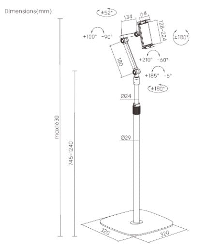 מעמד רצפתי לטאבלטים 4.7"-12.9" Lumi PAD39-04 – תמונה 6